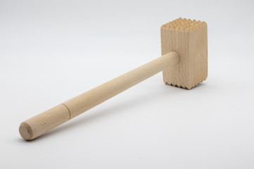 Wooden meat masher White background.