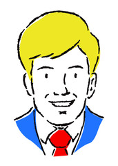 白人ビジネスマンのイラスト、正面