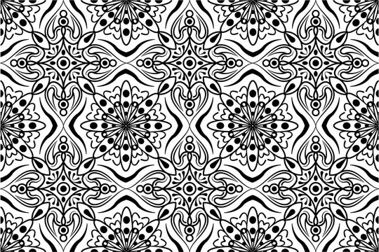Ornamental Seamless Line Pattern. repeating Texture pattern, Oriental Geometric Ornament, monochrome, black and white.The protective layer for banknotes, diplomas and certificates.