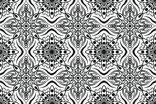  vector Ornamental Seamless Line Pattern. repeating Texture pattern, Oriental Geometric Ornament, monochrome, black and white.The protective layer for banknotes, diplomas and certificates.