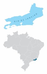 The Rio de Janeiro State map and its location in Brazil