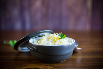 sweet boiled vermicelli with milk in a ceramic bowl