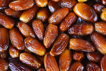 Dried organic date fruits background