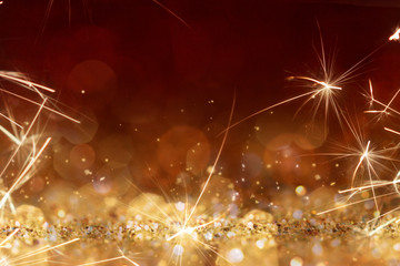 Fototapeta na wymiar Christmas and New Year holidays background, glitter vintage lights background. defocused.