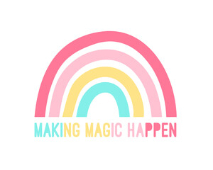 Hand drawing rainbow vector illustration. Print design for summer.  © miniwhale