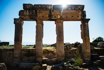 ancient Roman ruins in Pamukkale, Denizli, Turkey