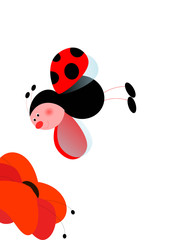 Coccinella che vola