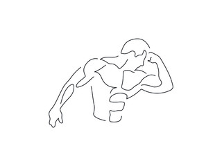 Bodybuilding isolated line drawing, vector illustration design. Sport collection.
