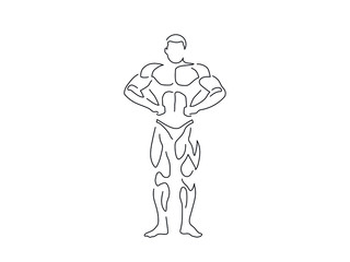 Bodybuilding isolated line drawing, vector illustration design. Sport collection.