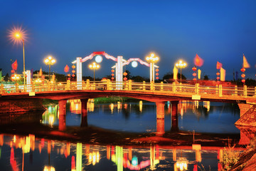 Bridge in Thu Bon River Hoi An evening