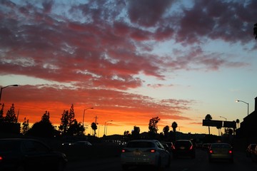 Obraz premium California sunset sky of colors and silhouettes