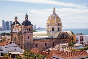 View from St. Peter Claver Church and old city in Cartagena, Colombia