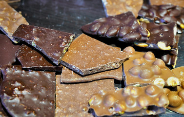 Assortment of milk and dark Swiss chocolate bars