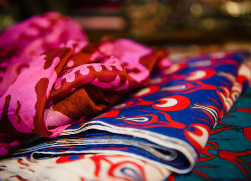 colorful fabric in the market