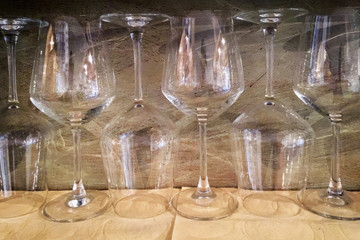 Empty glasses for wine