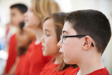 Obraz premium Group Of School Children Singing In Choir Together At Stage School