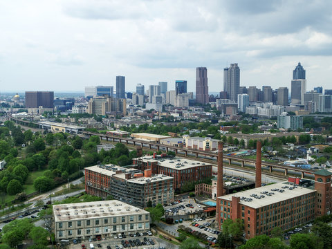 Downtown Atlanta Aerial Still From Grant Park 