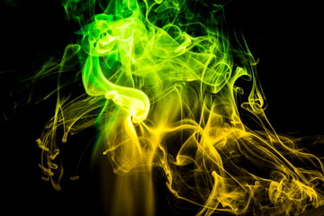 Colored smoke on black background