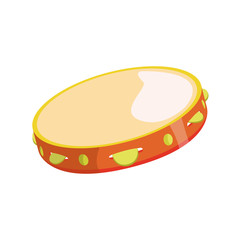 Tambourine flat icon. Percussion, gypsy music, folk. Musical instrument concept. illustration can be used for topics like music, leisure, toys