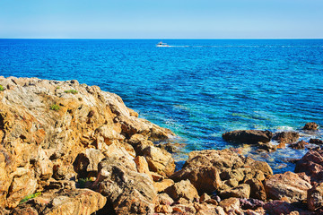 Rocks at Chia beach at Mediterranian Sea Sardinia