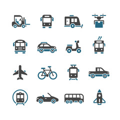 transport vehicle vector icons set