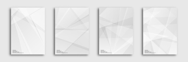 Abstract white and grey on light silver background with modern design. A set of backgrounds consisting of triangles. Vector illustration EPS 10.