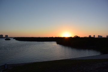 sunset over the river