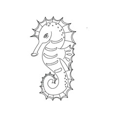 Seahorse outline vector illustration animals marine isolated object on white background