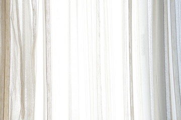 Obraz premium white curtain wavy with a pattern background. transparent curtain on window