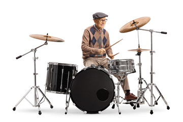 Fototapeta premium Senior man playing drums
