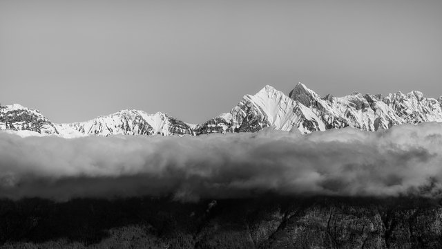 Scenic view of Churfirsten mountain range