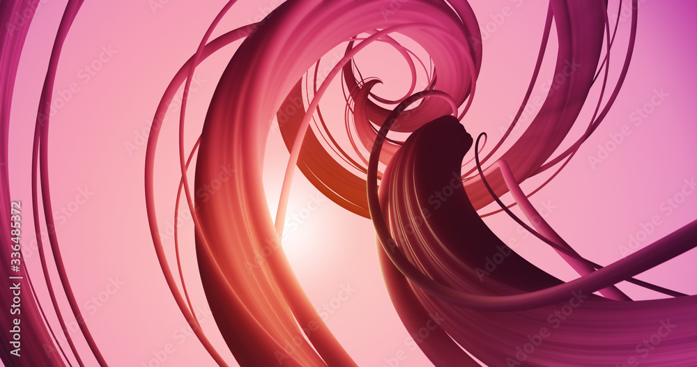 Poster abstract twisted lines. beautiful swirls, bright turbulence curls. smooth modern background design. 