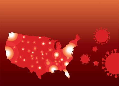 COVID-19 Coronavirus Map Of United States Background Illustration