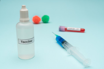 Laboratory test tubes for coronavirus and allergy test. Search for a vaccine for the virus.