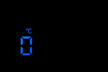 Electronic symbol 0 degree celcius, blue color on a black background