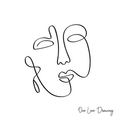 Fashion One line drawing women faces