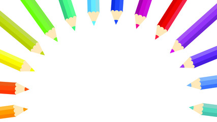 This is a vector background with colored pencils, colorful crayons.