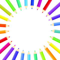 This is a vector background with colored pencils, colorful crayons.