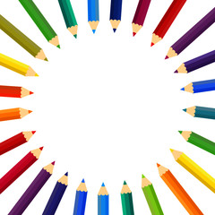 This is a vector background with colored pencils, colorful crayons.