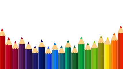 This is a vector background with colored pencils, colorful crayons.