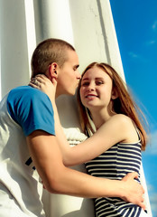 Lovers in the park. Spring summer photo relationship, love, Valentine's day