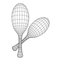 Pair of maracas. Connection structure. Vector low poly wireframe mesh illustration
