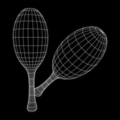 Pair of maracas. Connection structure. Vector low poly wireframe mesh illustration