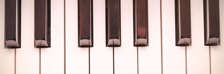 piano synthesizer octave of black and white colours reflects stage illumination