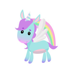 Cute little unicorn and rainbow. Fairytale concept. illustration can be used for topics like holiday, magic, fantasy