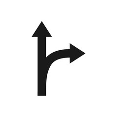 Branching arrow flat vector icon isolated on white. 