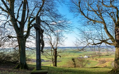 Fototapeta na wymiar Landscape, religion, Germany - A Christian memorial on the Elisabethweg pilgrimage route and the hiking trail to Amöneburg.