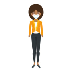 business woman with face mask isolated icon vector illustration design