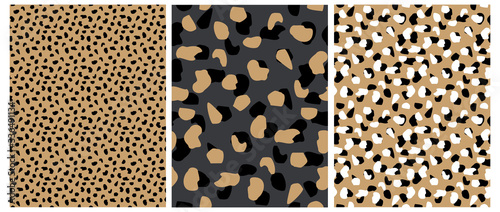 Download Abstract Leopard Skin Seamless Vector Patterns White Brown And Black Irregular Brush Spots On A Gray And Gold Backgrounds Abstract Wild Animal Skin Print Simple Irregular Geometric Design Wall Mural Magdalena