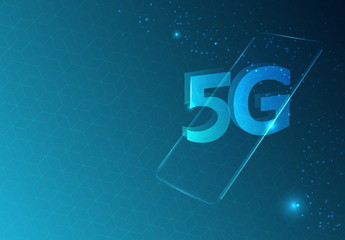 5G new generation networks, high-speed mobile Internet. Abstract connection technology concept background with low poly.